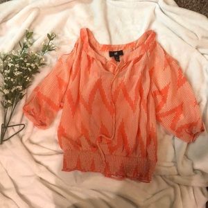 Off the shoulder printed top.